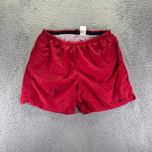 Vintage Nike Running Shorts Mens XXL 2XL Red Mesh Lined Swoosh Polyester - Picture 1 of 9